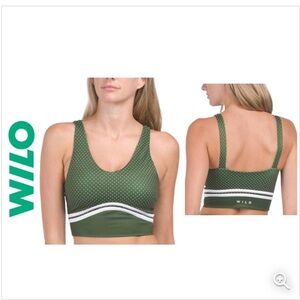 NWOT ANTHROPOLOGIE Wilo The‎ Brand Green Polka Dot Sports Bra